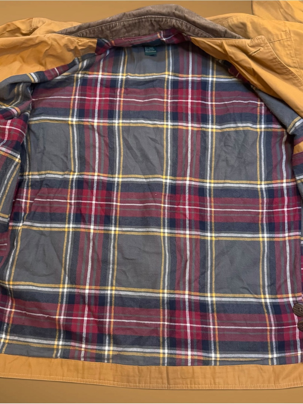 Vintage J. Crew Flannel Lined Chore Coat Jacket Men’s Medium Tan Barn 90s Vtg - Picture 5 of 15
